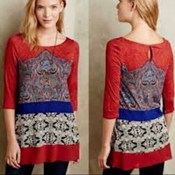 Anthropologie Akemi + Kin Gia Tunic Blouse Top XS Paisley Light Indie Gypsy Boho - Picture 16 of 16